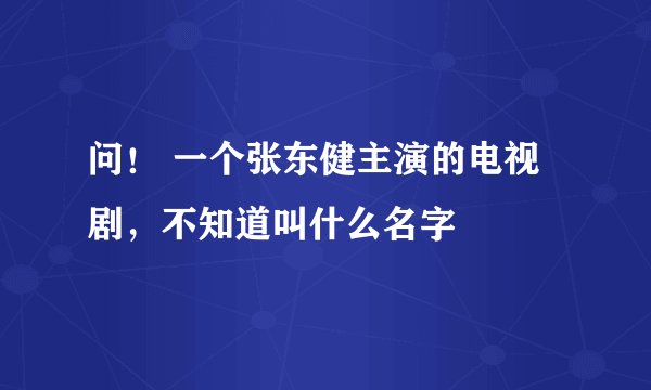 问！ 一个张东健主演的电视剧，不知道叫什么名字