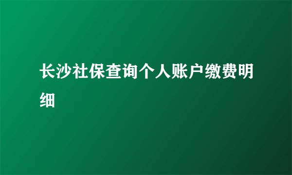 长沙社保查询个人账户缴费明细