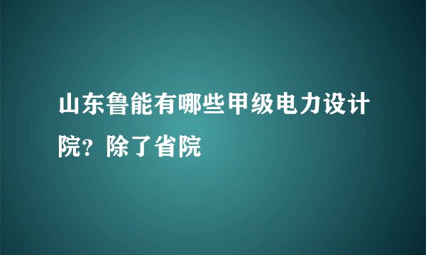 山东鲁能有哪些甲级电力设计院？除了省院