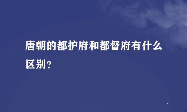 唐朝的都护府和都督府有什么区别？