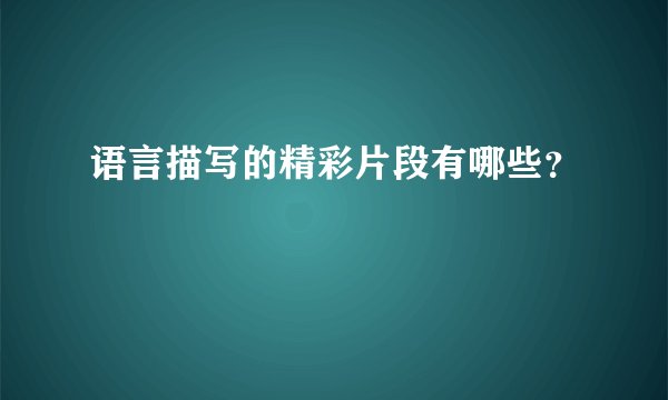 语言描写的精彩片段有哪些？