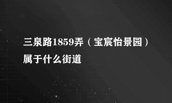 三泉路1859弄（宝宸怡景园）属于什么街道