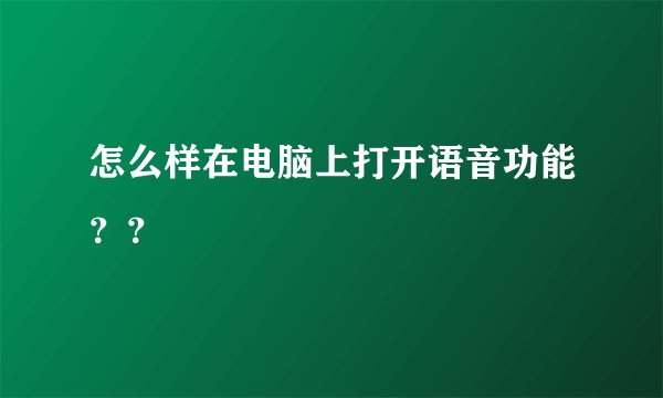 怎么样在电脑上打开语音功能？？