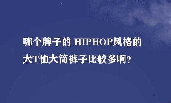 哪个牌子的 HIPHOP风格的大T恤大筒裤子比较多啊？