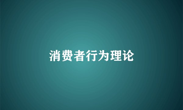 消费者行为理论