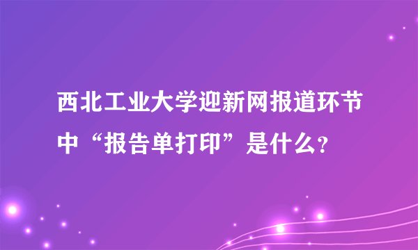 西北工业大学迎新网报道环节中“报告单打印”是什么？