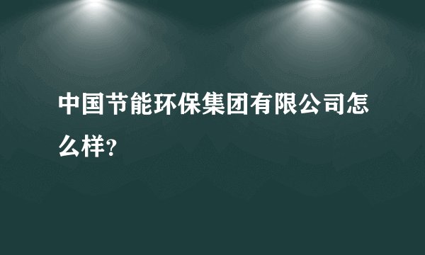 中国节能环保集团有限公司怎么样？