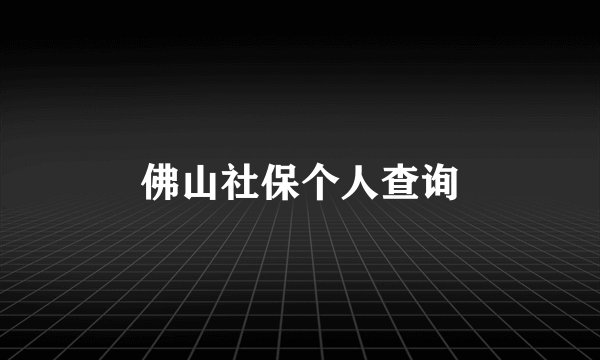 佛山社保个人查询
