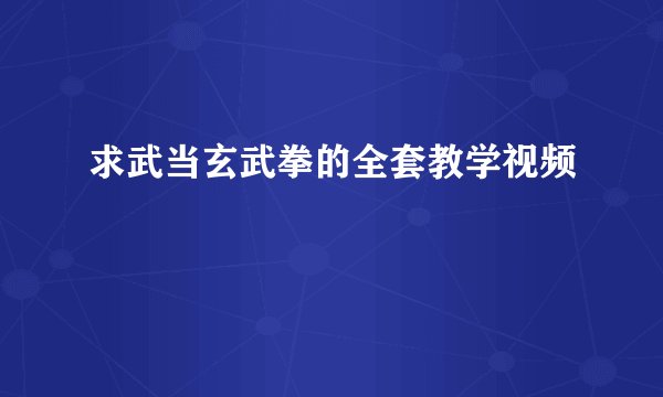 求武当玄武拳的全套教学视频