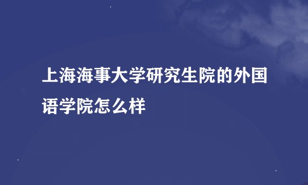 上海海事大学研究生院的外国语学院怎么样