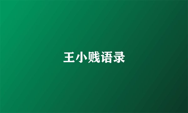 王小贱语录