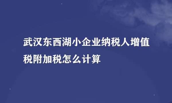 武汉东西湖小企业纳税人增值税附加税怎么计算