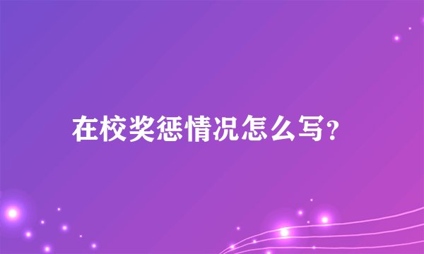 在校奖惩情况怎么写？