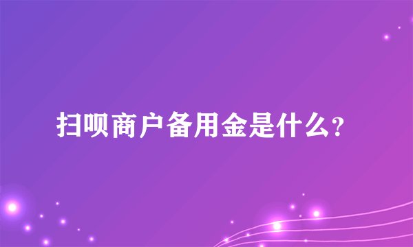 扫呗商户备用金是什么？