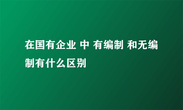 在国有企业 中 有编制 和无编制有什么区别