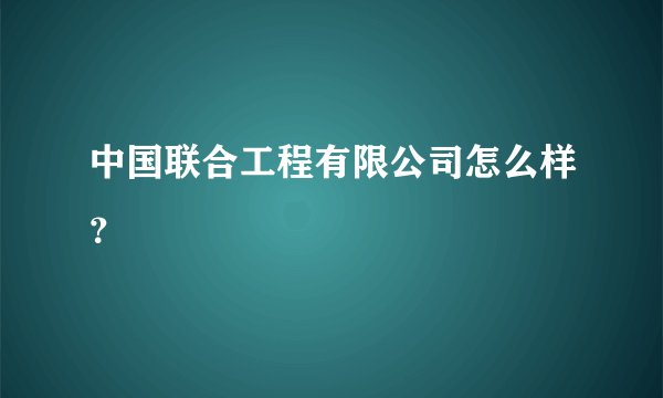 中国联合工程有限公司怎么样？