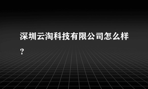 深圳云淘科技有限公司怎么样？