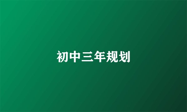 初中三年规划