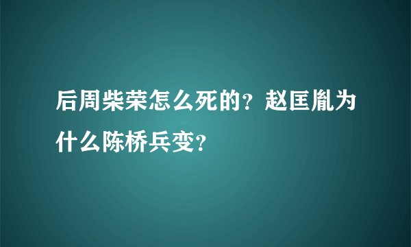 后周柴荣怎么死的？赵匡胤为什么陈桥兵变？