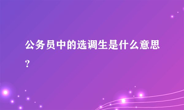公务员中的选调生是什么意思？