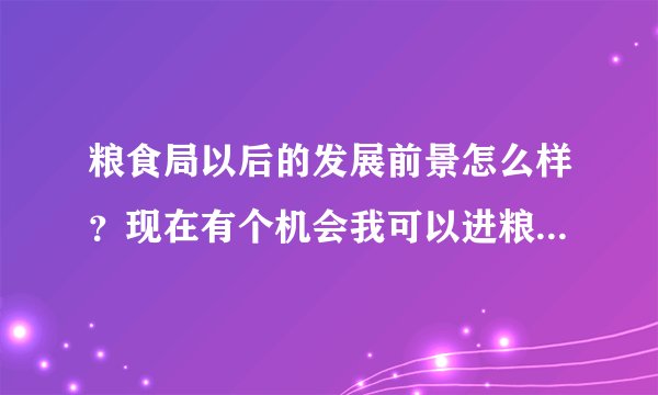 粮食局以后的发展前景怎么样？现在有个机会我可以进粮食局 但听好多人说粮食局不好 是个已经没落的单位
