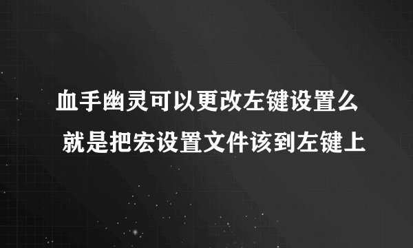 血手幽灵可以更改左键设置么 就是把宏设置文件该到左键上