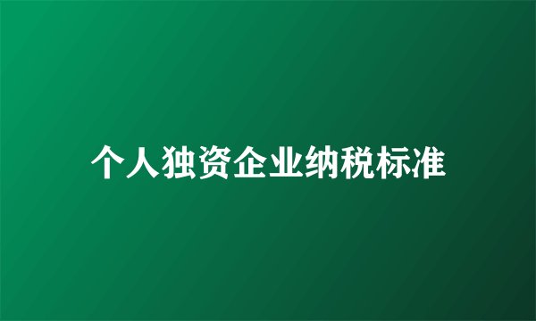 个人独资企业纳税标准