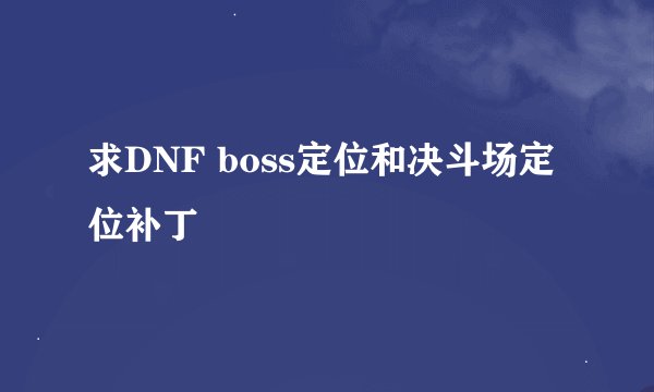 求DNF boss定位和决斗场定位补丁