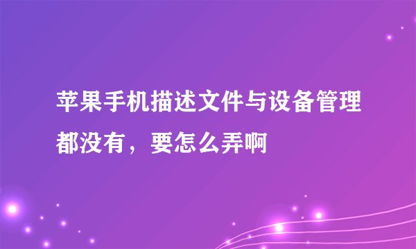 苹果手机描述文件与设备管理都没有，要怎么弄啊