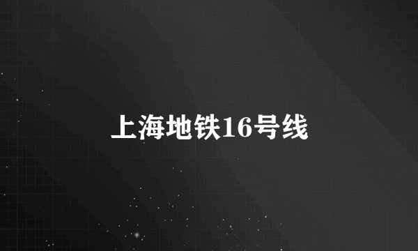 上海地铁16号线
