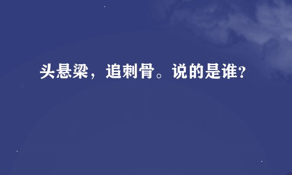 头悬梁，追刺骨。说的是谁？