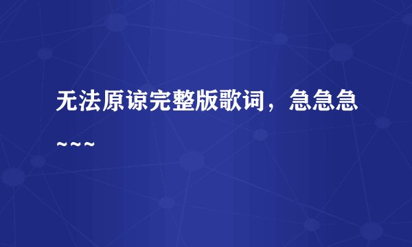 无法原谅完整版歌词,急急急~~~