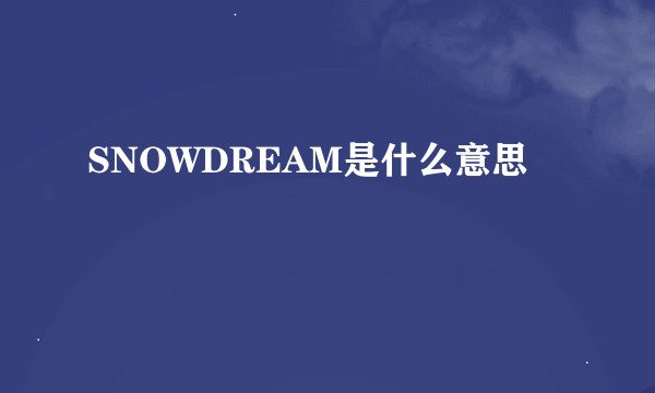 SNOWDREAM是什么意思