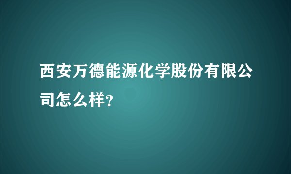 西安万德能源化学股份有限公司怎么样？