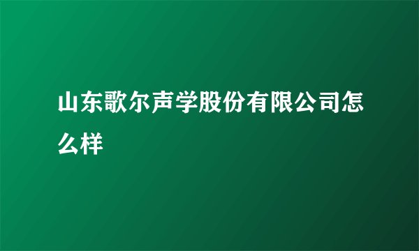 山东歌尔声学股份有限公司怎么样