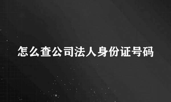 怎么查公司法人身份证号码
