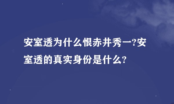 安室透为什么恨赤井秀一?安室透的真实身份是什么?