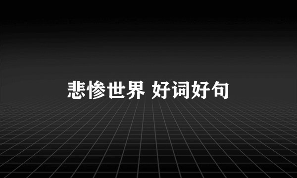 悲惨世界 好词好句