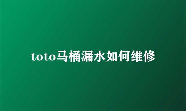 toto马桶漏水如何维修