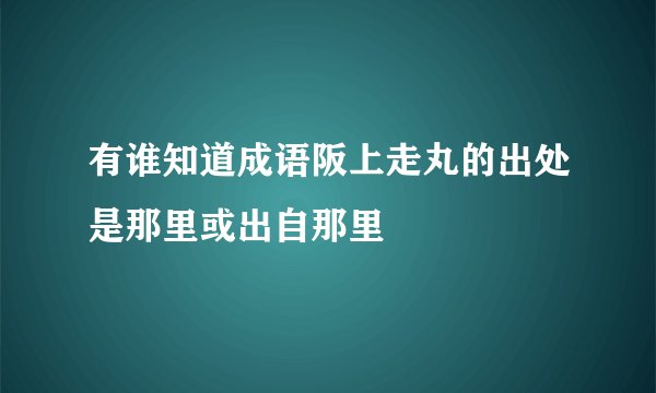 有谁知道成语阪上走丸的出处是那里或出自那里