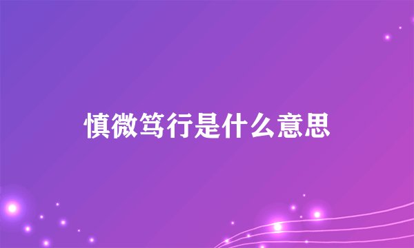 慎微笃行是什么意思