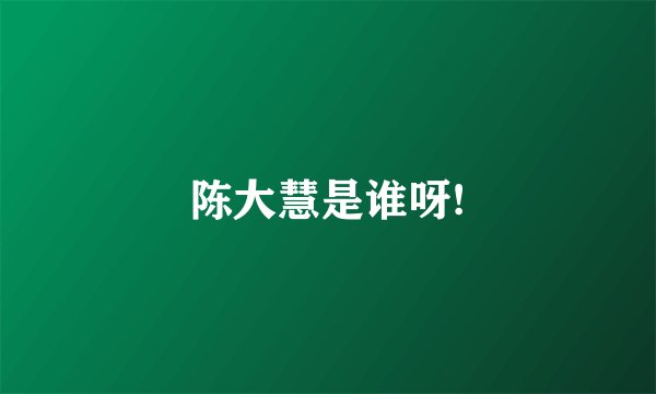 陈大慧是谁呀!