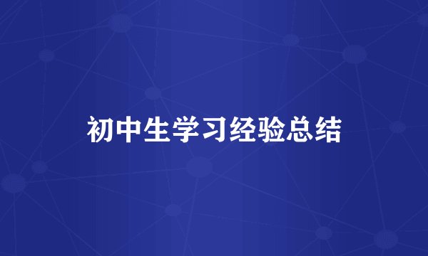 初中生学习经验总结