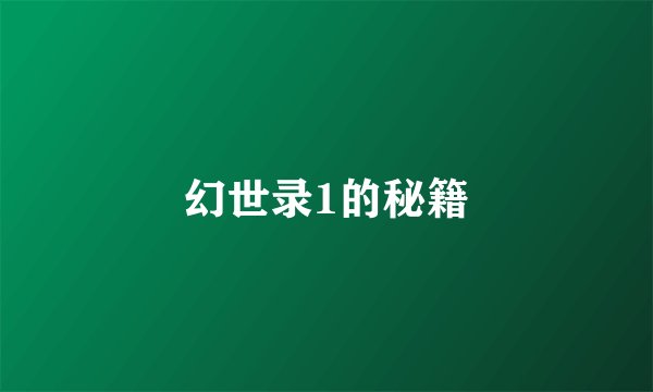 幻世录1的秘籍