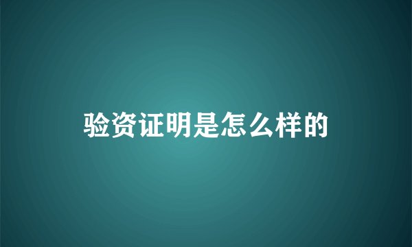 验资证明是怎么样的