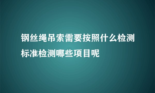 钢丝绳吊索需要按照什么检测标准检测哪些项目呢