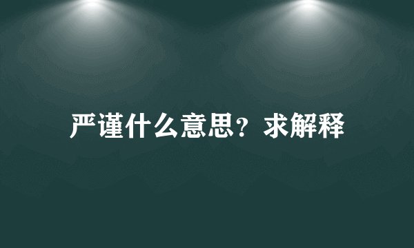 严谨什么意思？求解释