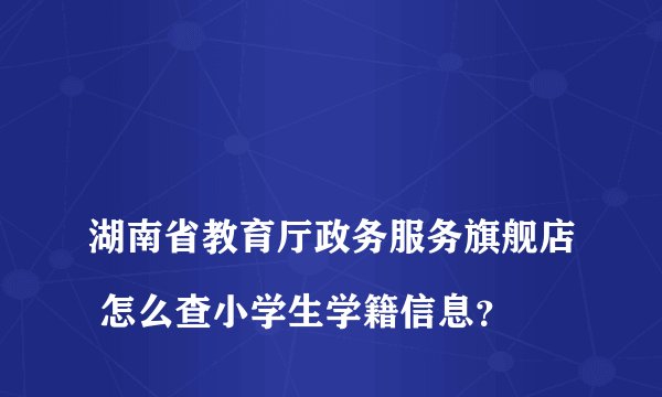 
湖南省教育厅政务服务旗舰店 怎么查小学生学籍信息？

