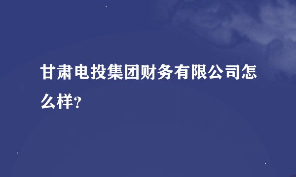 甘肃电投集团财务有限公司怎么样？