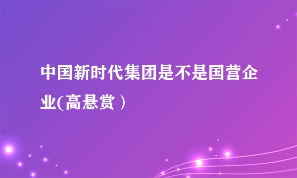 中国新时代集团是不是国营企业(高悬赏）